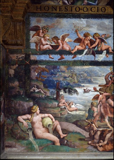The Rustic Banquet celebrating the marriage of Cupid and Psyche: (detail) by Giulio Romano